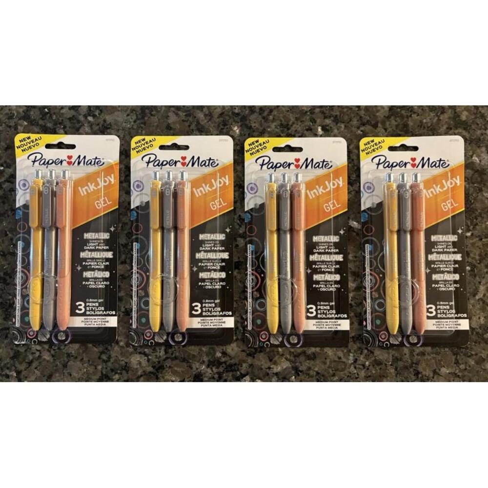 PaperMate Inkjoy Gel Pens .8mm Medium Metallic - 4 Packs of 3